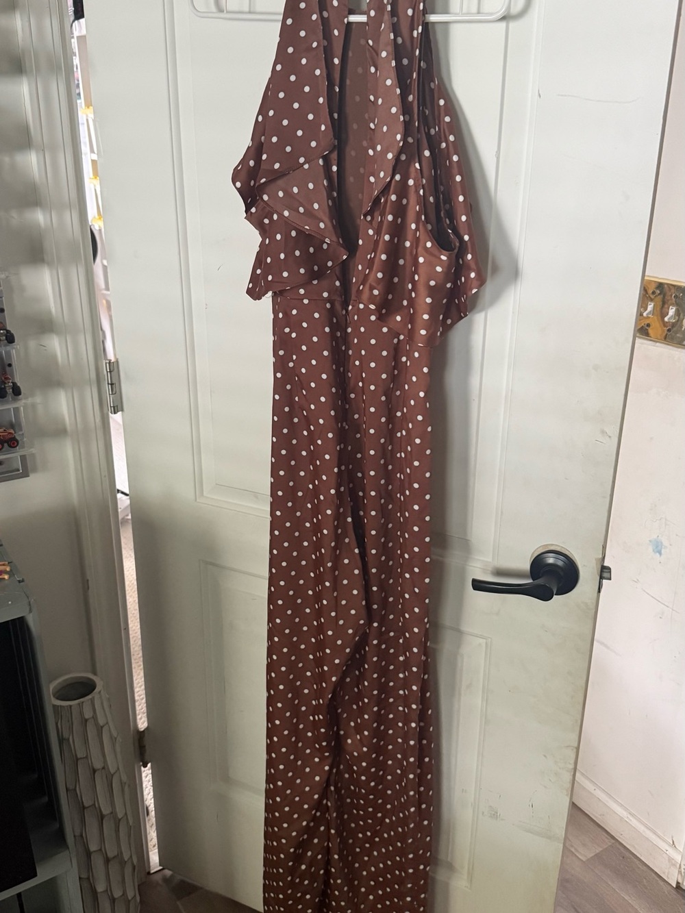 River Island Brown and White Polka Dot Sleeveless Dress